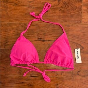 NWT Old Navy Bright Pink Halter Triangle Padded Bikini Top